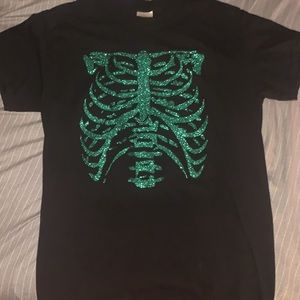 Glitter skeleton tee